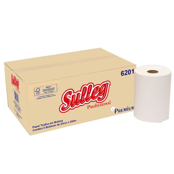 Papel Toalha Bobina Sulleg 25GR 6RLX200M